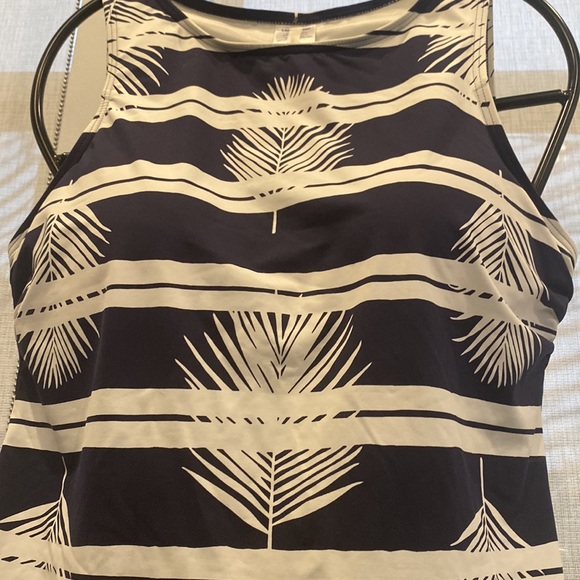 Lands’ End Navy Palm Stripe size 14 DD bra cups Tankini Top - Picture 5 of 8